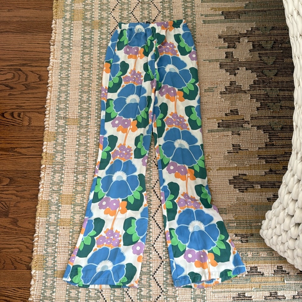 Zara Floral Boot Cut Pants - Blue, Green, Purple, Orange
